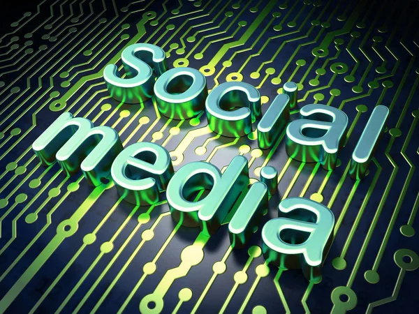 Social network concept: Social Media on circuit board background — Stock Photo, Image