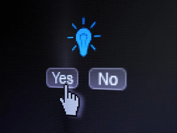Business concept: Light Bulb on digital computer screen — Stock Photo, Image