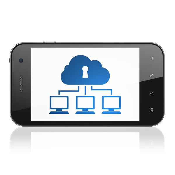 Cloud Computing-Konzept: Cloud-Netzwerk auf dem Smartphone — Stockfoto