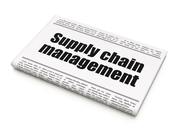 Concepto de noticias de marketing: titular del periódico Supply Chain Manageme — Foto de Stock