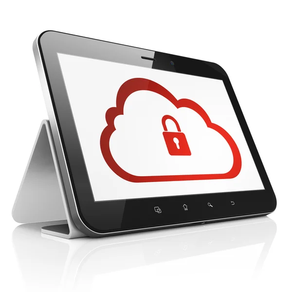 Cloud computing concept: Cloud met hangslot op tablet pc compute — Stockfoto