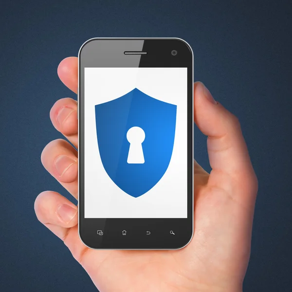 Safety concept: smartphone with Shield With Keyhole. — Stock Photo, Image