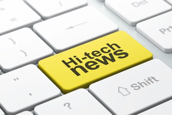 Toetsenbord van de computer met hi-tech nieuws — Stockfoto