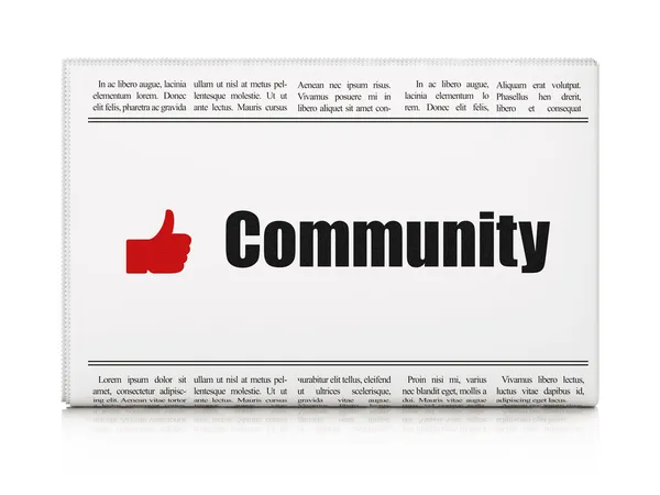 Concepto de noticias de redes sociales: periódico con comunidad y me gusta — Foto de Stock