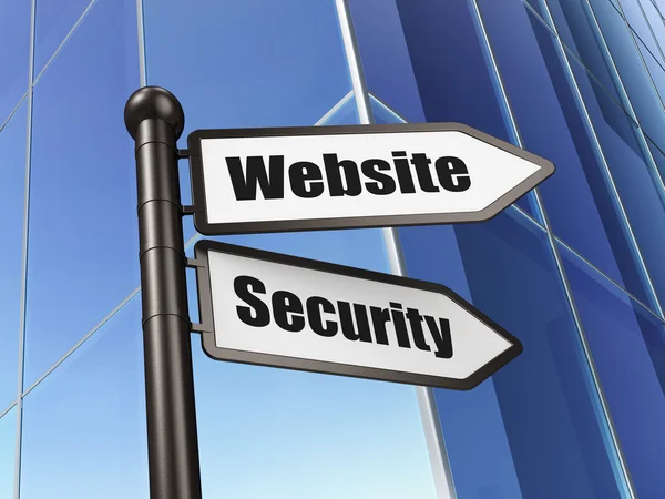 Concepto de desarrollo web: Seguridad del sitio web en la construcción de antecedentes — Foto de Stock