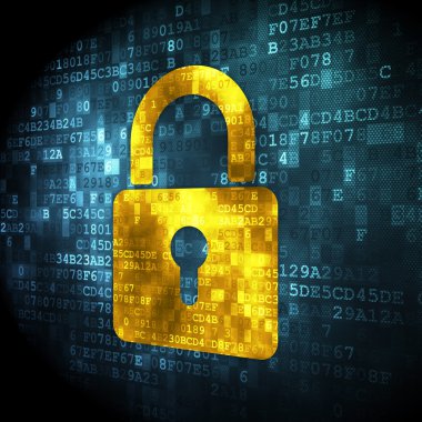 Bilgi kavramı: dijital arka plan üzerinde kapalı asma kilit