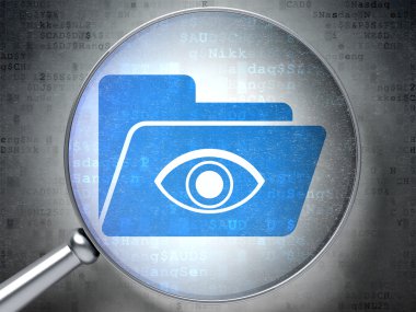 İş kavramı: klasör ile optik cam dijital üzerine gözle