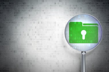 Ekonomi kavramı: klasör ile Keyhole digi üzerinde optik cam