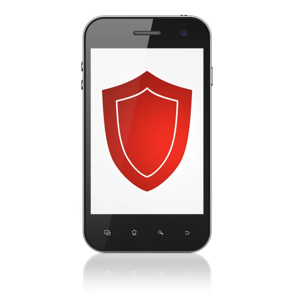 Concetto di protezione: scudo su smartphone — Foto Stock