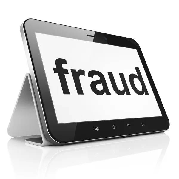 Veiligheidsconcept: fraude op tablet pc-computer — Stockfoto