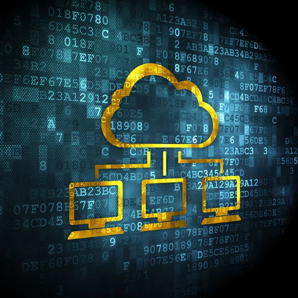 Cloud-Technologie-Konzept: Cloud-Netzwerk auf digitalem Hintergrund — Stockfoto