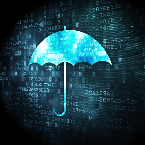 Concepto de privacidad: Paraguas sobre fondo digital —  Fotos de Stock