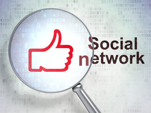 Social network concept: Like and Social Network with optical gla