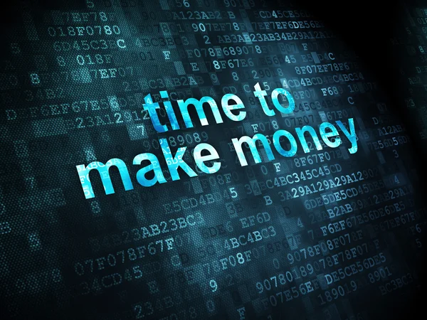 Zaman kavramı: dijital arka plan üzerinde para kazanmak için zaman — Stok fotoğraf