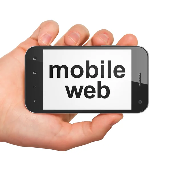 SEO web development concept: smartphone with Mobile Web — Stock Photo, Image