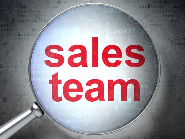 Marketing koncept: Sales Team med optiskt glas — Stockfoto