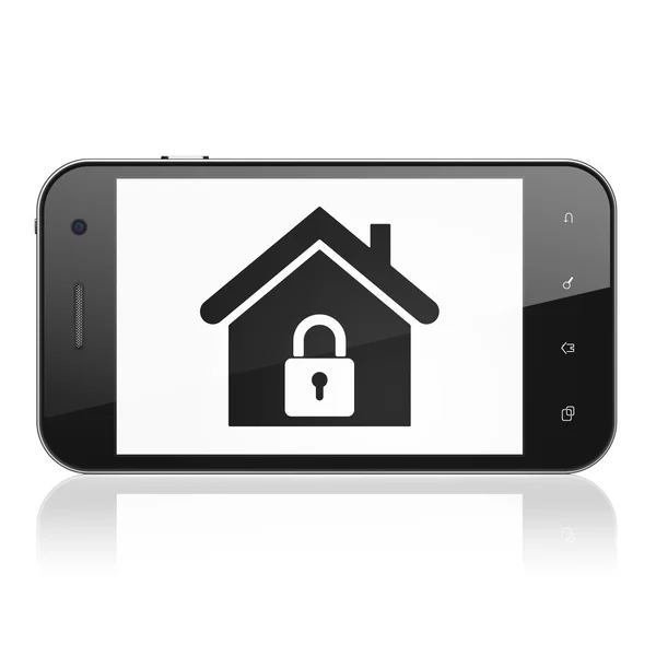 Veiligheidsconcept: Home op smartphone — Stockfoto