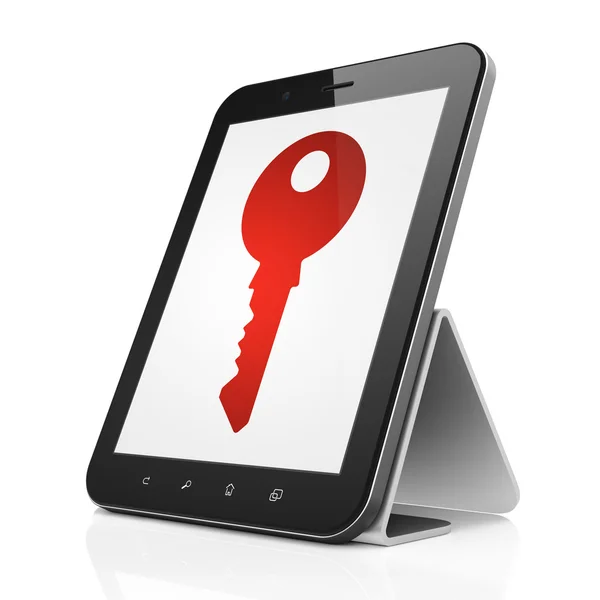 Privacy koncept: nyckel på tablet pc-dator — Stockfoto