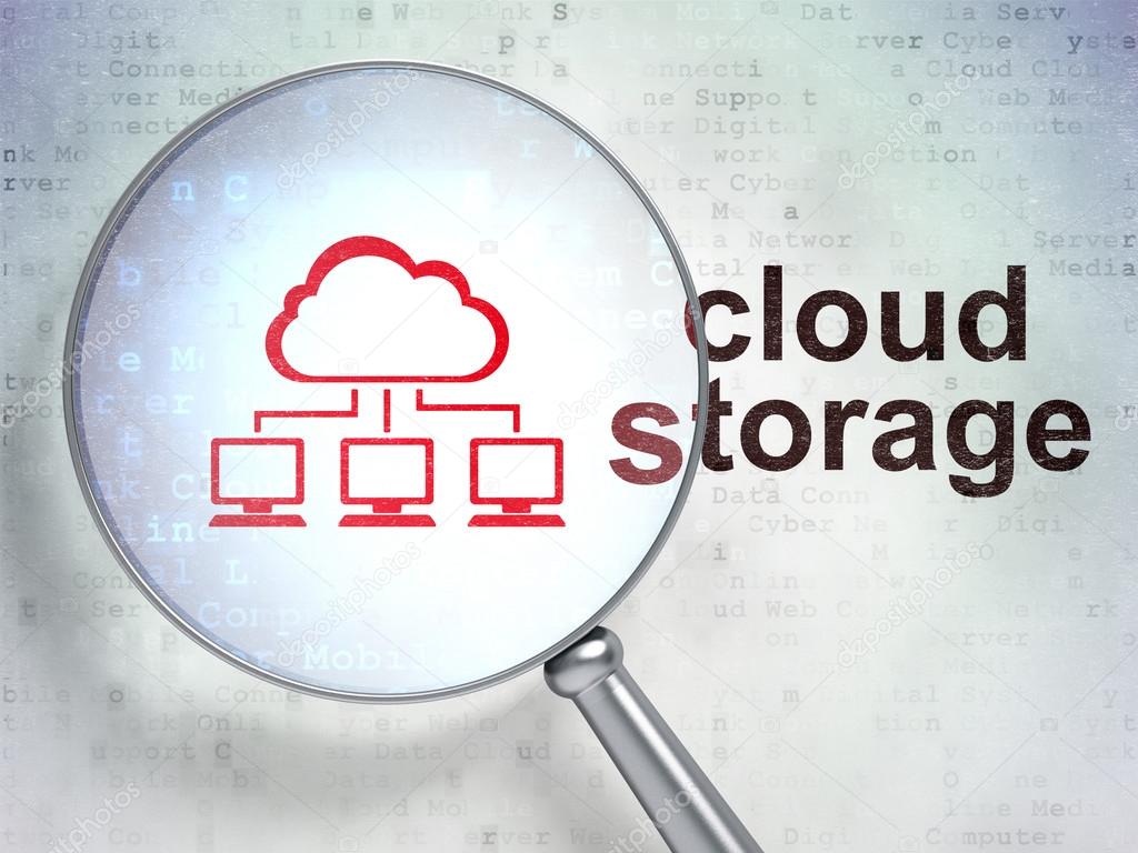 Cloud computing concept: Cloud Network and Cloud Storage with op