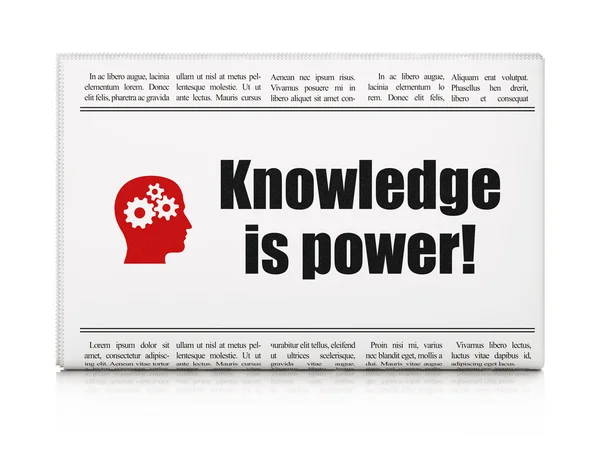 Koncepcja edukacji wiadomości: gazeta z wiedza to potęga! a H — Zdjęcie stockowe