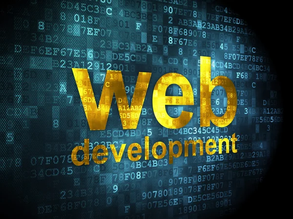 Seo web development concept: Webentwicklung auf digitalem Hintergrund — Stockfoto