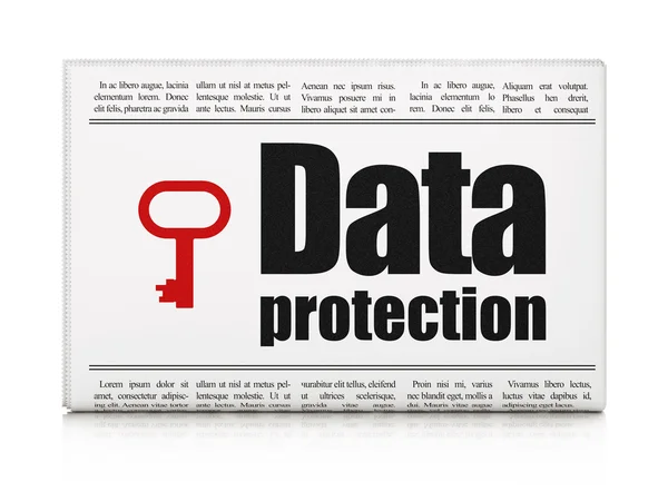 Säkerhetskoncept Nyheter: tidningen med dataskydd och nyckel — Stockfoto