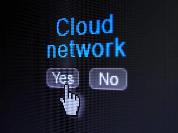 Concept de technologie Cloud : Cloud Network sur ordinateur numérique scre — Photo