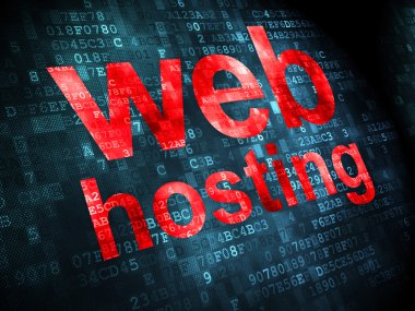 SEO web tasarım konsepti: Web Hosting dijital arka plan üzerinde