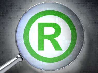 Hukuk kavramı: dijital adam üzerinde optik cam ile kayıtlı