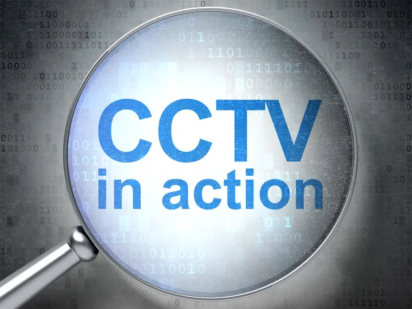 Privatsphäre-Konzept: cctv in Aktion mit optischem Glas — Stockfoto