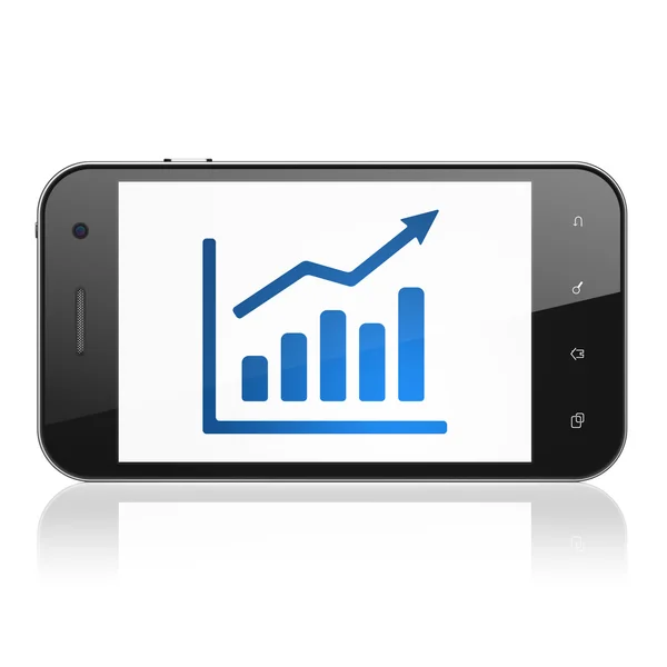 Conceito de notícias: Gráfico de crescimento no smartphone — Fotografia de Stock
