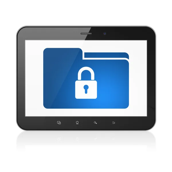 Affärsidé: Folder med Lock på tablet pc-dator — Stockfoto