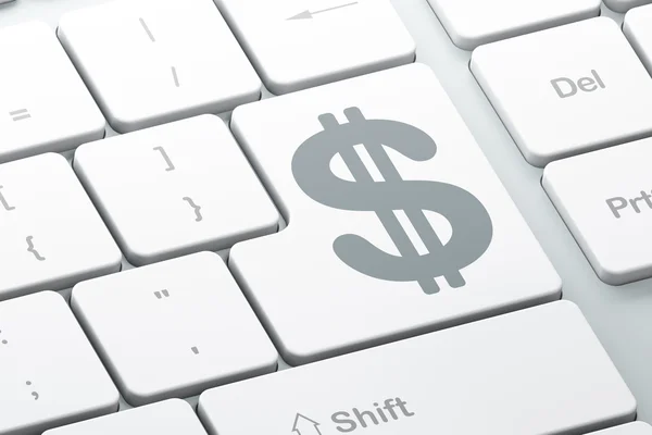 Concept van de munt: Dollar op computer toetsenbord achtergrond — Stockfoto