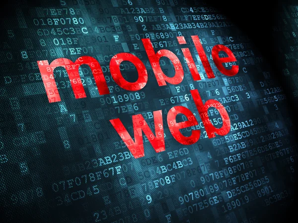 Concepto de diseño web SEO: Web móvil sobre fondo digital — Foto de Stock