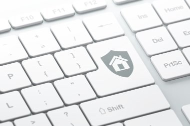 Koruma kavramı: kalkan bilgisayar klavye arka plan üzerinde