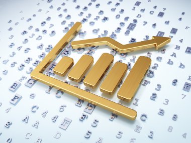 Haber kavramı: altın büyüme grafik dijital arka plan üzerinde