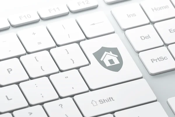 Protection concept: Shield on computer keyboard background — Stock Photo, Image