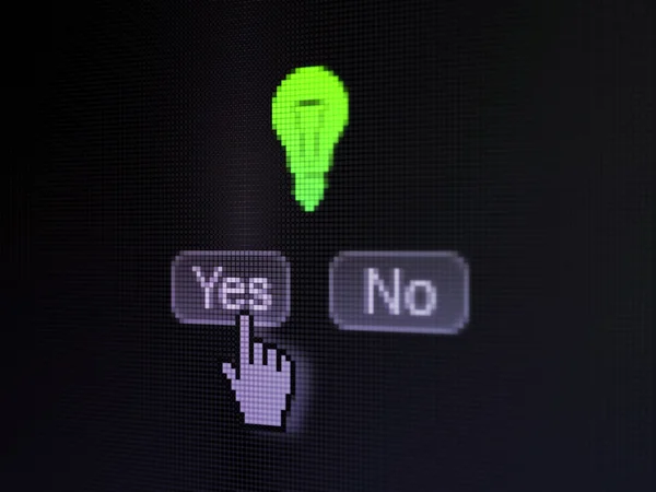 Business concept: Light Bulb on digital computer screen — Stock Photo, Image