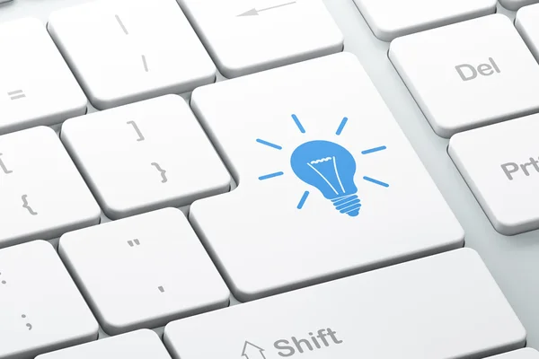 Business concept: Light Bulb on computer keyboard background — Stock Photo, Image