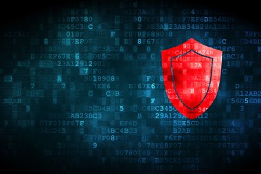 Koruma kavramı: dijital arka plan üzerinde kalkan