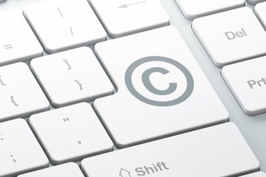 Hukuk kavramı: bilgisayar klavye arka plan üzerinde telif hakkı