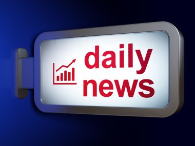 Haber kavramı: güncel haber ve büyüme grafik üzerinde billboard adam