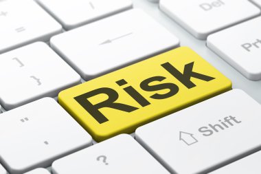 İş kavramı: bilgisayar klavye arka plan üzerinde Risk