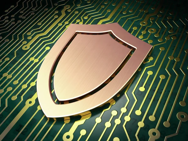 Safety concept: Shield on circuit board background — Stock Photo, Image