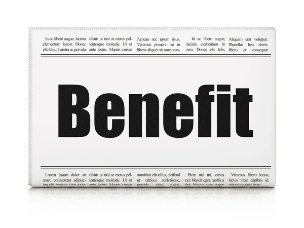 Concepto de noticias financieras: titular del periódico Benefit —  Fotos de Stock