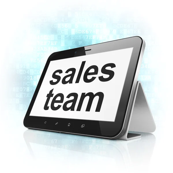 Marketingové koncepce: prodejní tým v počítači tablet pc — Stock fotografie