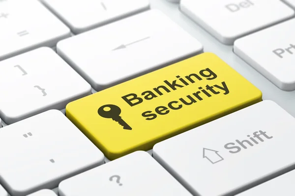 Concetto di privacy: Key and Banking Security sulla tastiera del computer b — Foto Stock