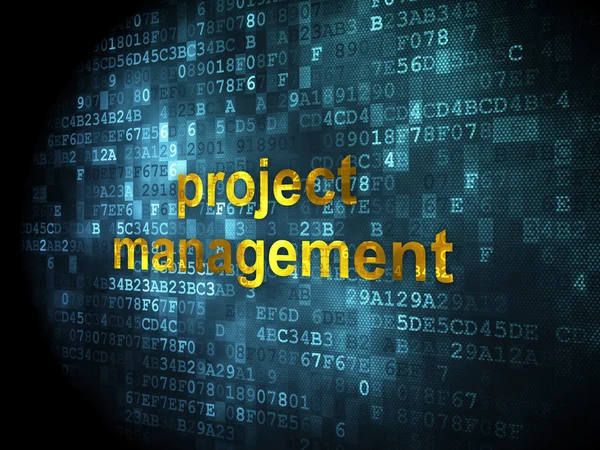 Üzleti koncepció: projekt menedzsment, a digitális háttér — Stock Fotó