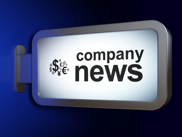 Concepto de noticias: Símbolo de Noticias y Finanzas de la Compañía en la cartelera trasera — Foto de Stock