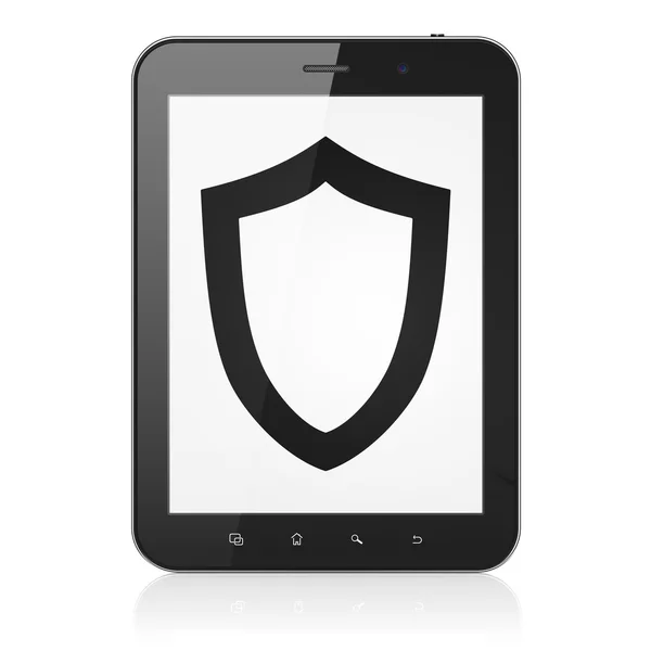 Privacy koncept: Konturskurna sköld på tablet pc-dator — Stockfoto